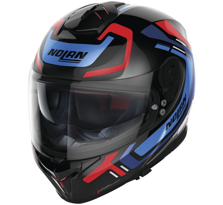 Nolan Helmets N80-8 Ally Helmet Gloss Black/Metallic Blue Medium - Click Image to Close