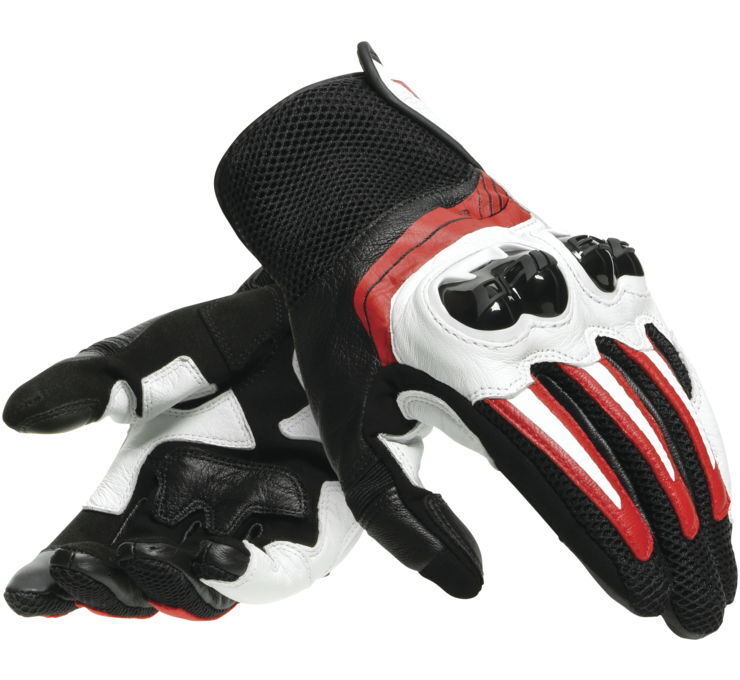 Dainese Mig 3 Uni Motorcycle Gloves Black/White/Red, Size M - Click Image to Close