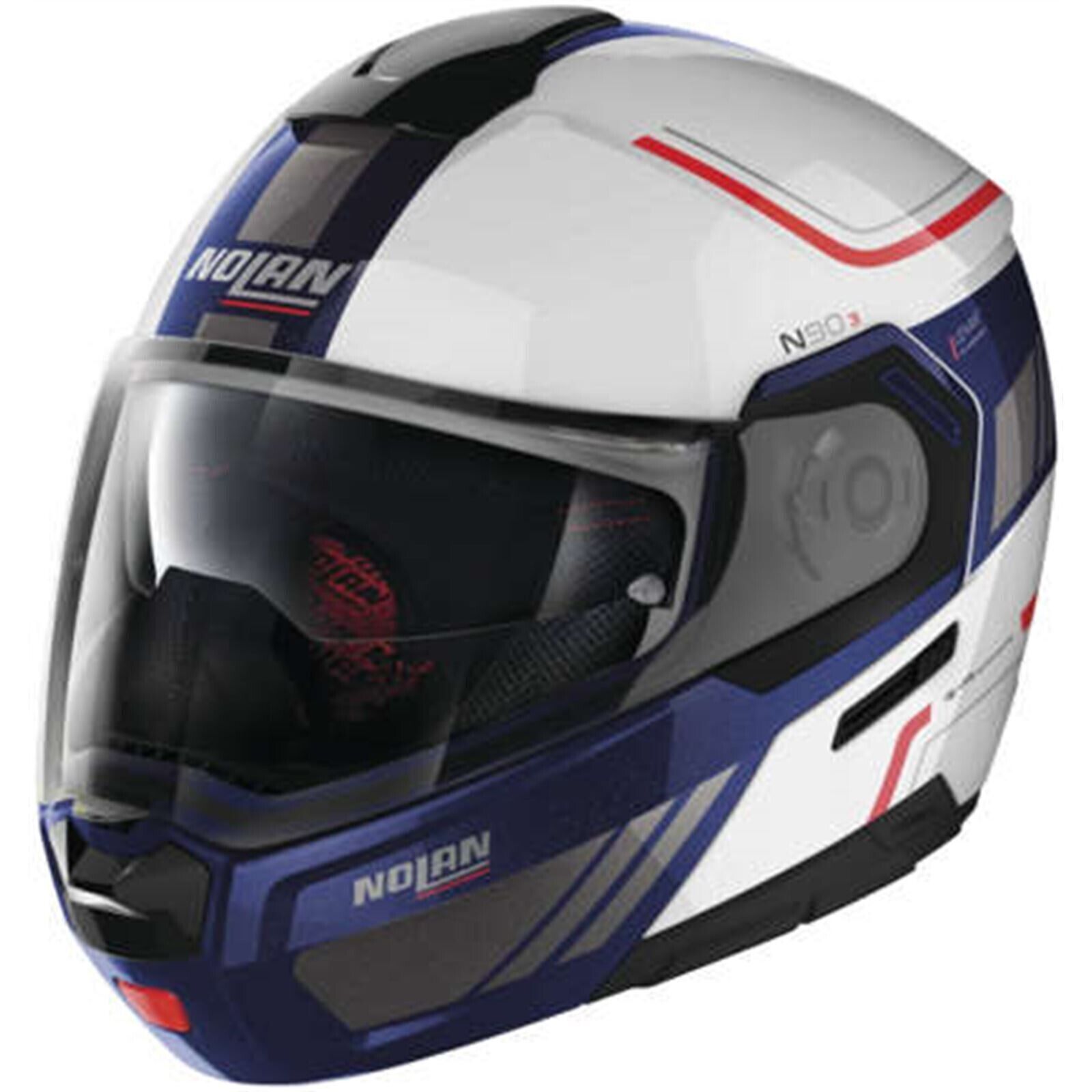 Nolan N90-3 Voyager Helmet Metal White/Blue/Red 2XL - Click Image to Close