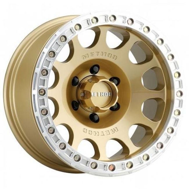 MR105 Beadlock 17x9 -38mm Offset 6x5.5 3.50in BS 108mm CB - Gold Wheel - Click Image to Close