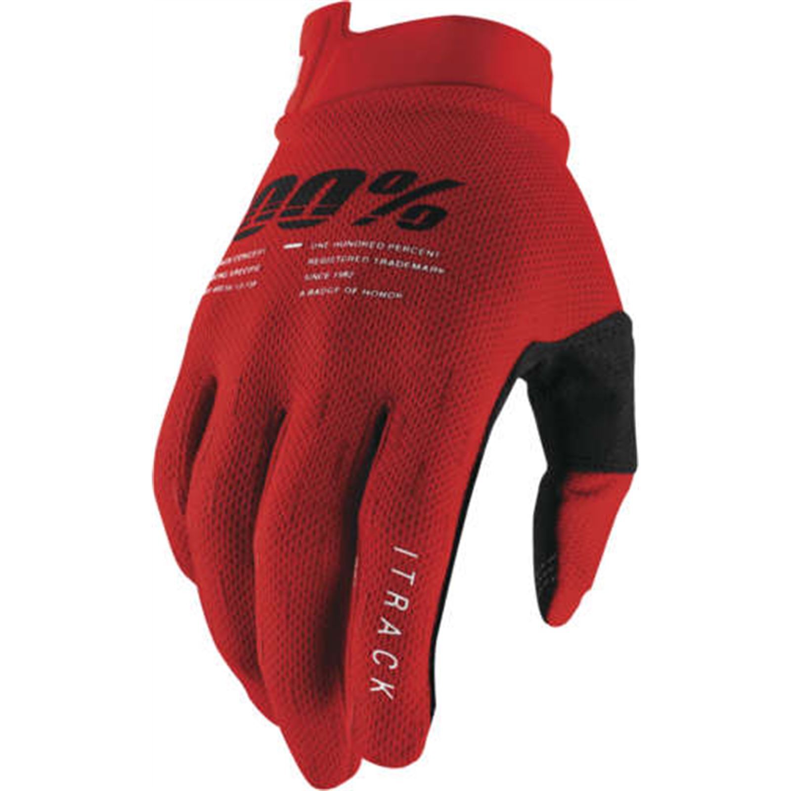 100% iTrack Men's Gloves Red 2XL Textile - Click Image to Close