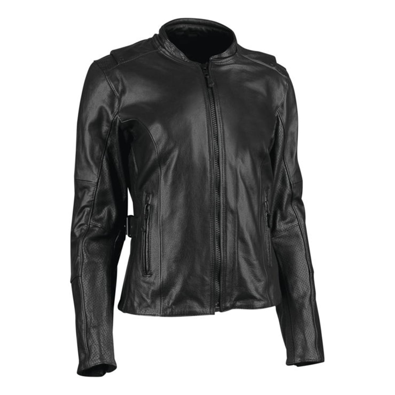 Throttle Body Leather Jacket Black Womens - XL - Click Image to Close