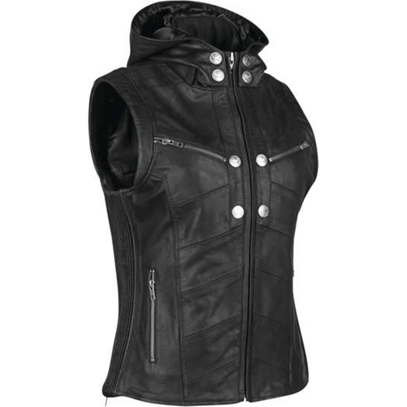 Hells Belles Leather Vest Black Womens - 2XL - Click Image to Close