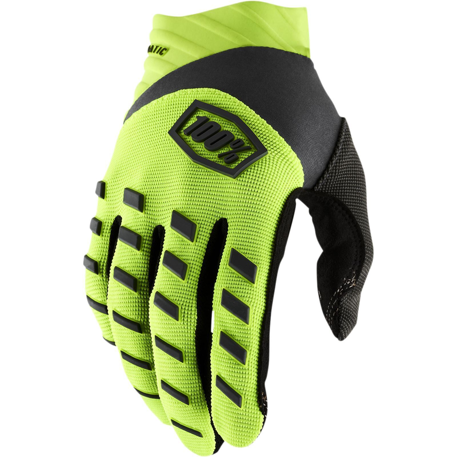 100% Airmatic Men's Gloves Flo. Yellow Large - Click Image to Close