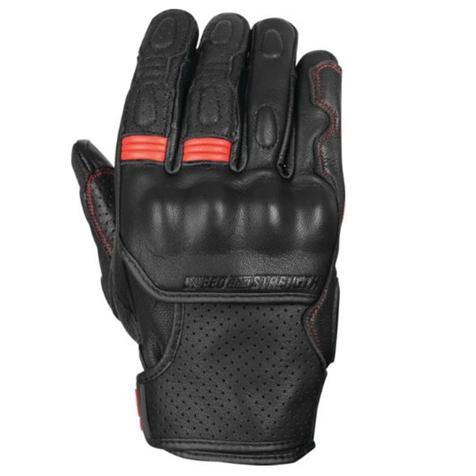 Twist of Fate Leather Gloves Black/Red - Small - Click Image to Close