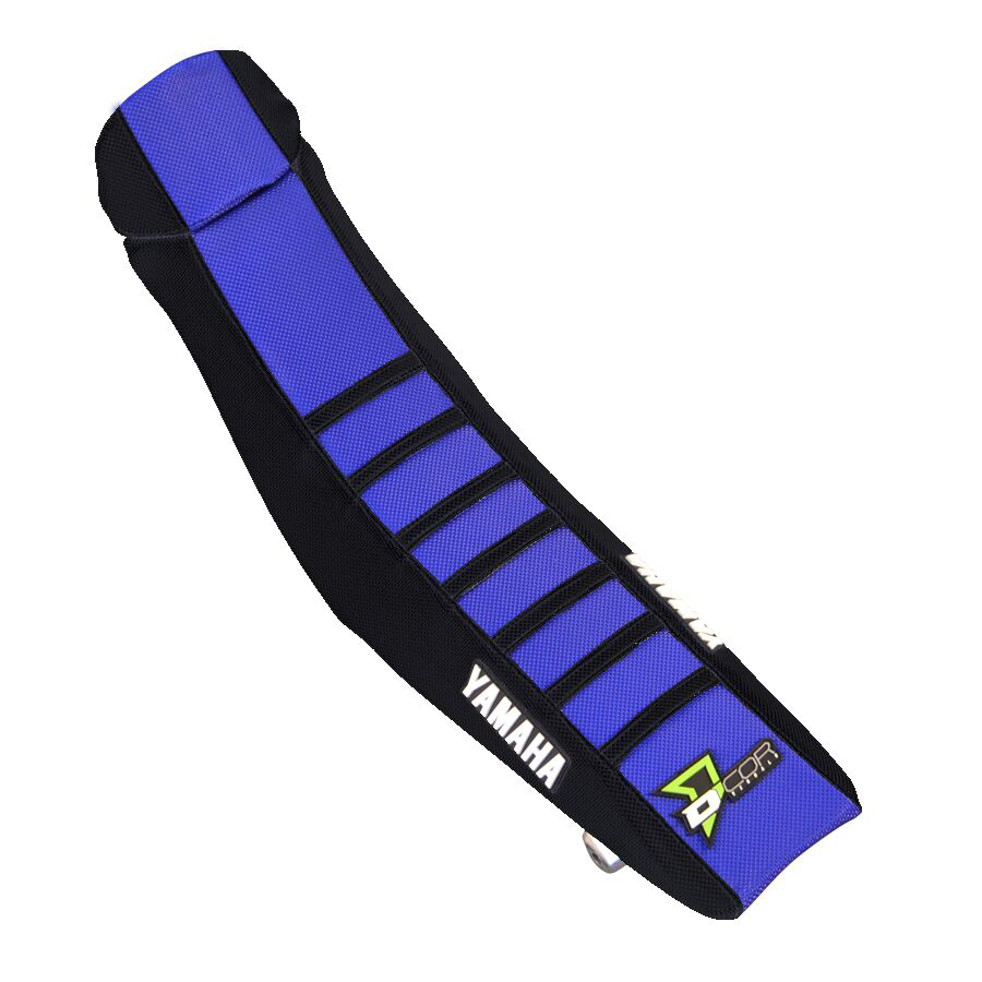 Seat Cover Black/Blue w/Black Ribs - For 02-19 Yamaha YZ125/250 - Click Image to Close