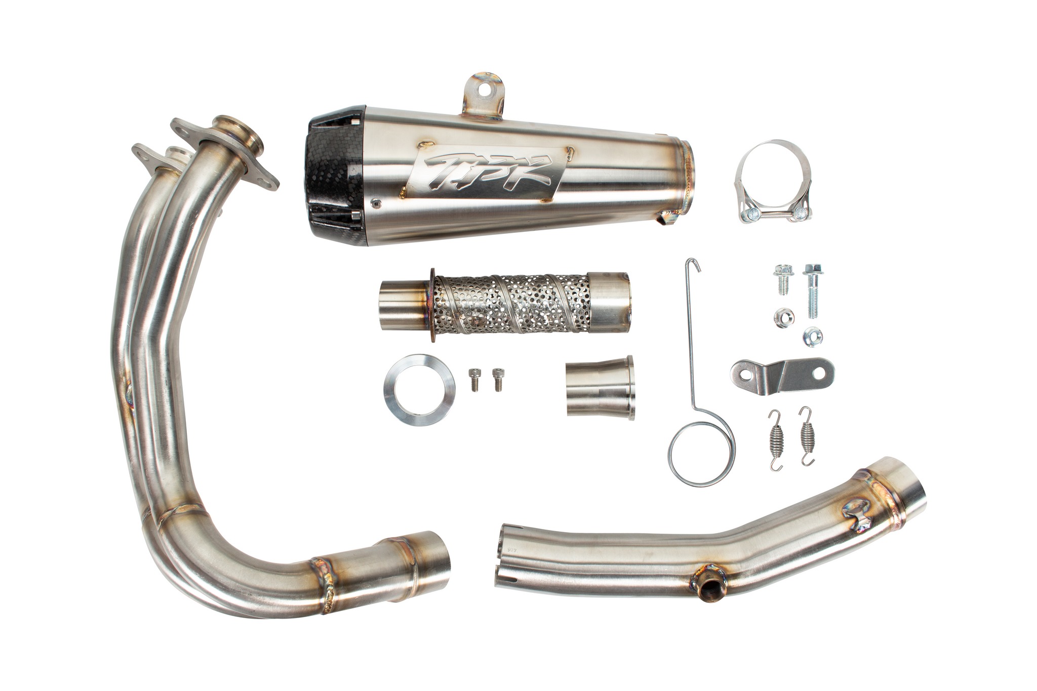 DB Pro Full Exhaust System - Stainless w/ C.F. Tip - For 2017+ Kawasaki Z650/Ninja 650 - Click Image to Close