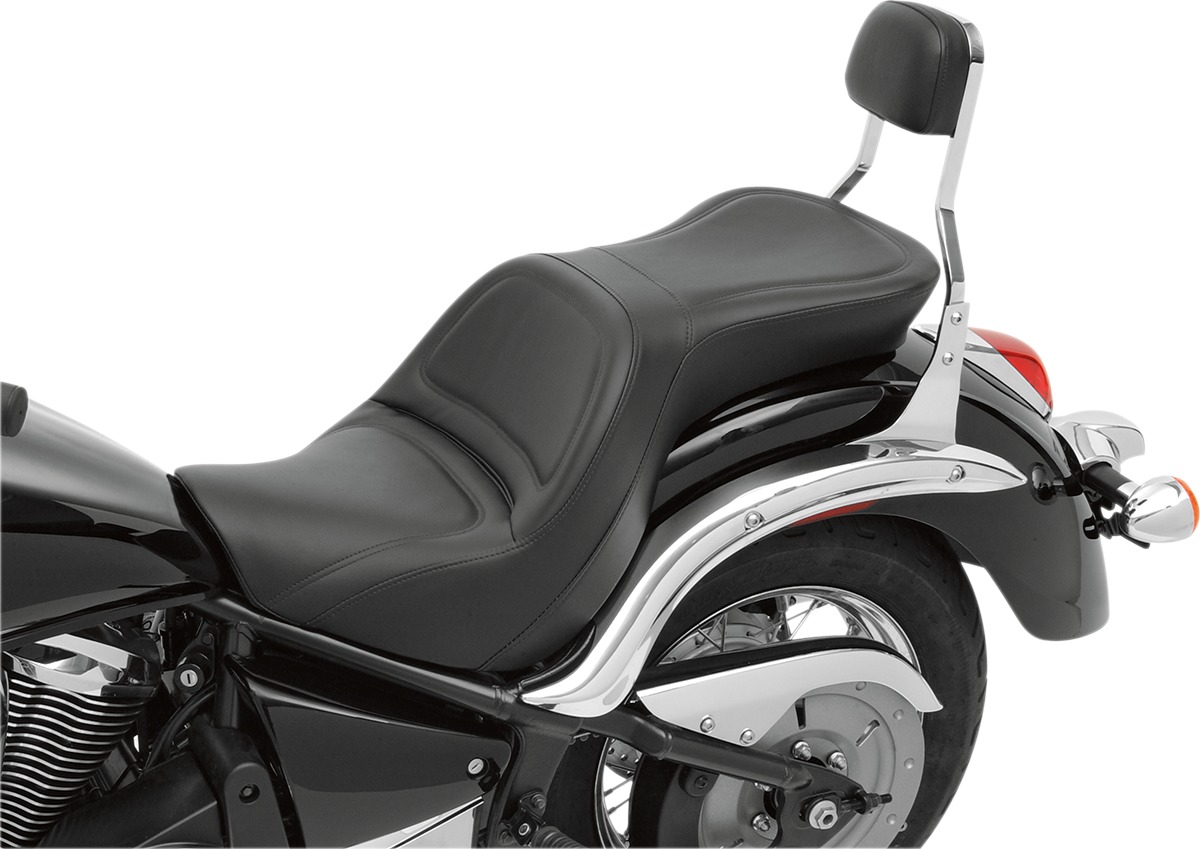 Explorer Stitched 2-Up Seat Black Gel - For 06-18 Kawasaki 900 Vulcan Classic - Click Image to Close