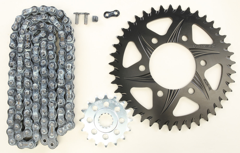 V3 Chain & Sprocket Kit Black RX Chain 520 16/41 Hardcoat Aluminum - For 04-05 Kawasaki ZX10R - Click Image to Close