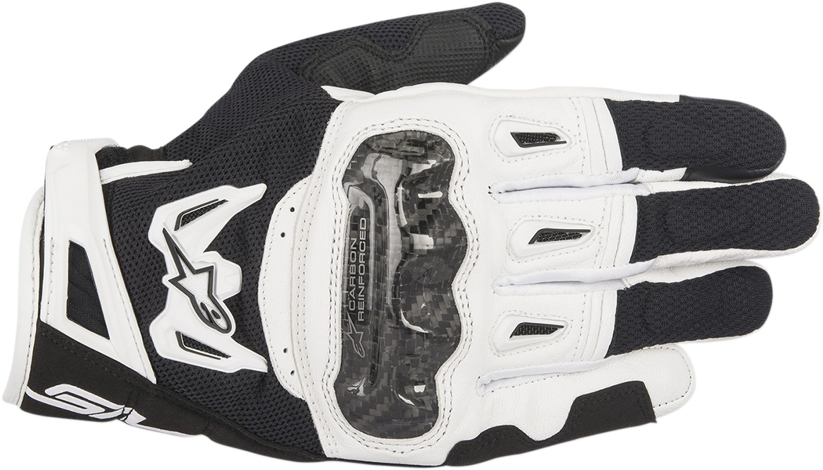 SMX-2 V2 Air Carbon Motorcycle Gloves Black/White X-Large - Click Image to Close