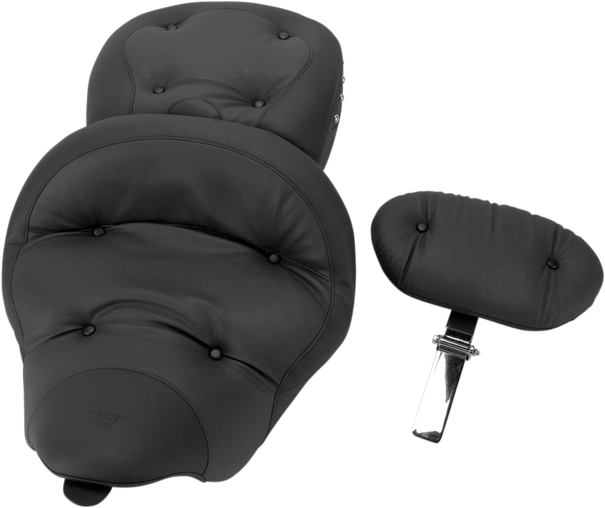 Super Touring Studded Vinyl 2-Up Seat Backward w/Backrest - For 08-20 FLH FLT - Click Image to Close