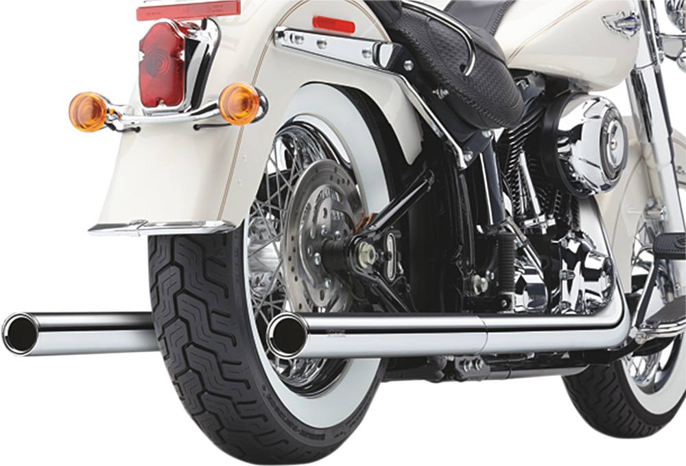 Dual Chrome Full Exhaust - For 97-06 Harley FXST FLST - Click Image to Close