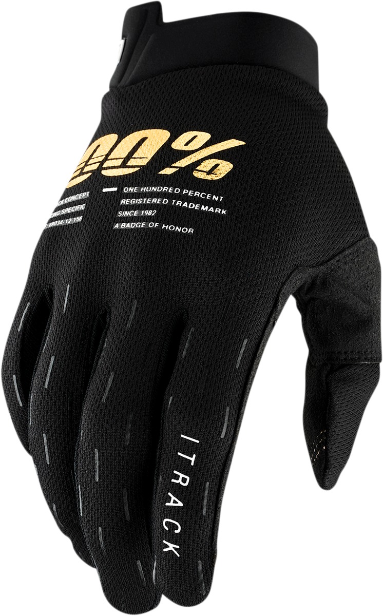 100% Men's iTrack Gloves Black Large - Off-Road/Motocross/ATV - Click Image to Close