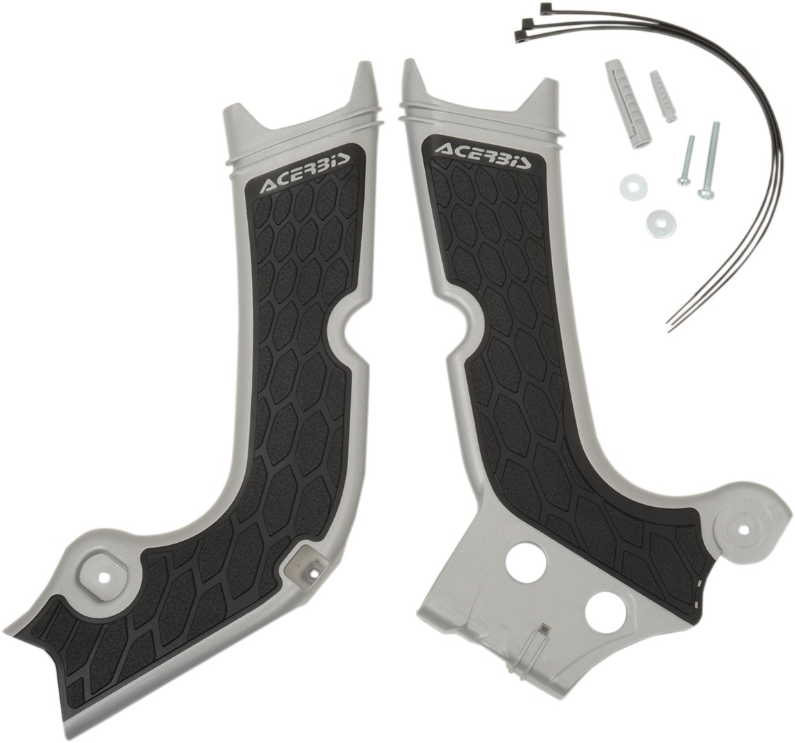 Acerbis X-Grip Frame Guards Silver/Black Fits 17-19 Honda CRF250R/RX CRF450R/RX - Click Image to Close