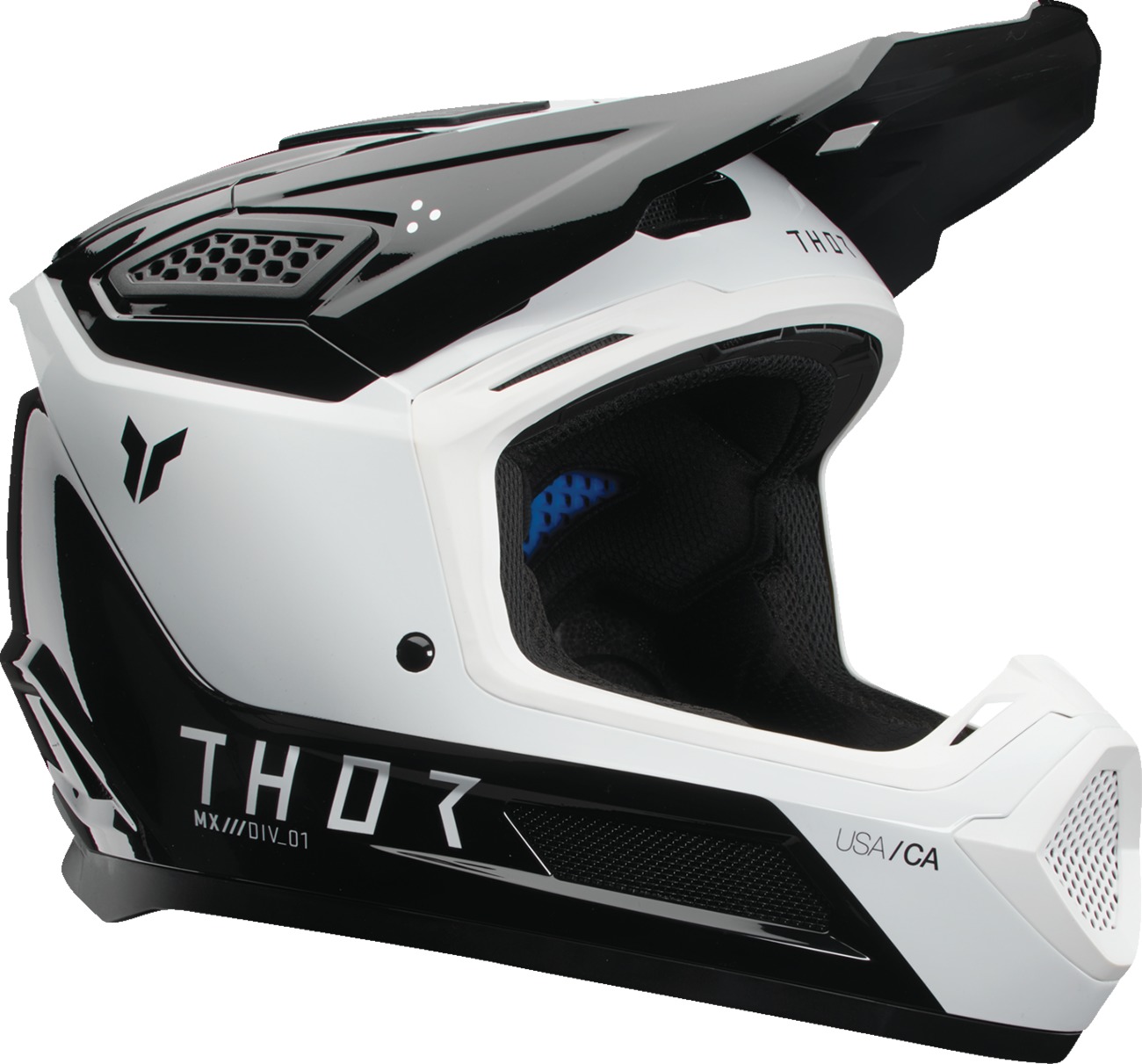 Thor Fleet Storm Helmet - Medium, Gloss Black/White - MX helmet with ERT and dual-density EPS liner - Click Image to Close