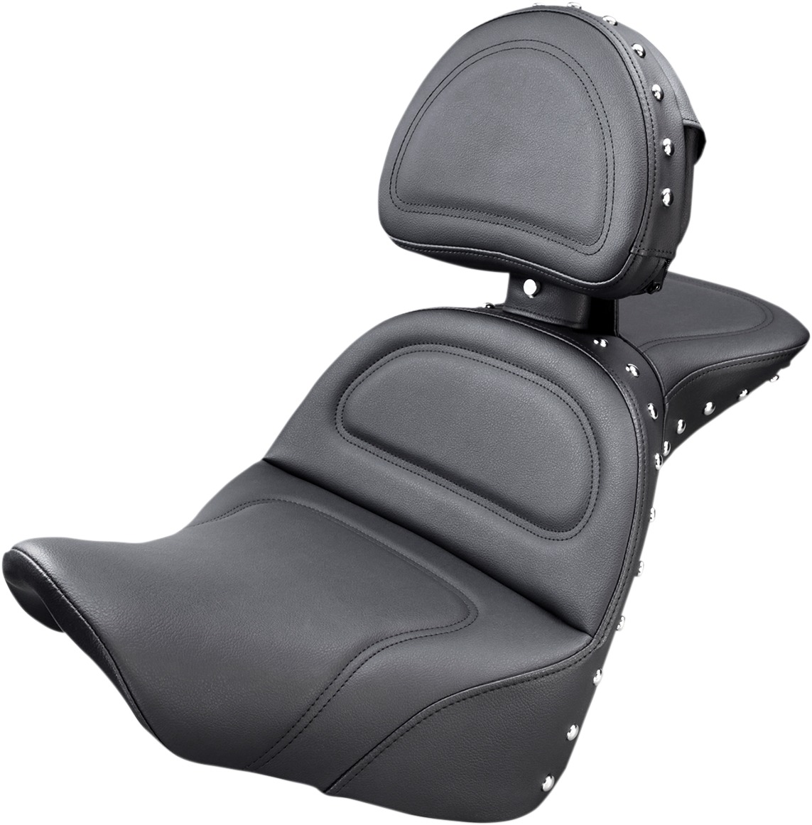 Explorer Stitched Studded 2-Up Seat Gel w/Backrest - For 18-21 HD FLFB - Click Image to Close