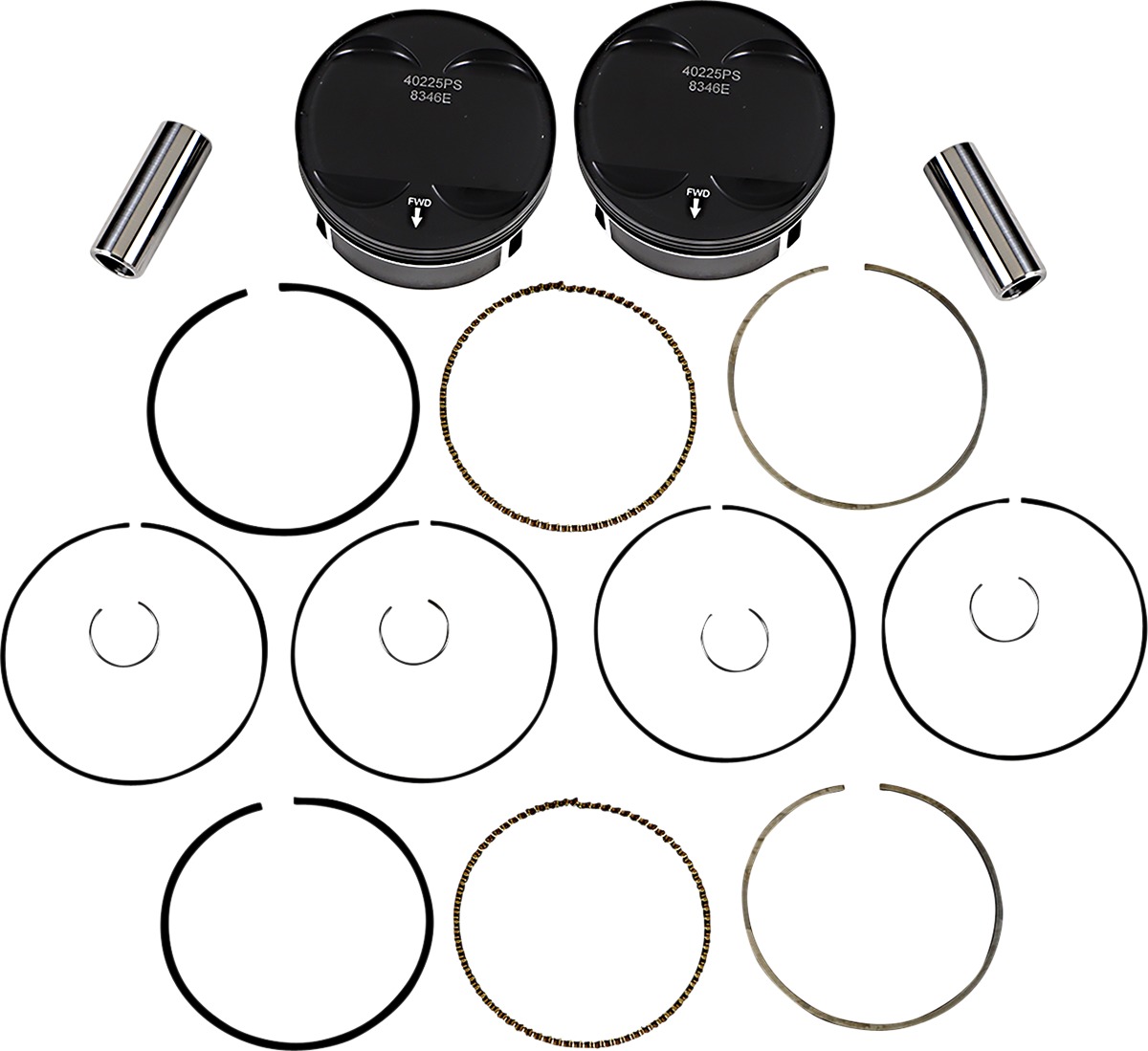 Black Edition Piston Series Kit by Wiseco Fits Milwaukee-Eight CVO 121Cid - Click Image to Close