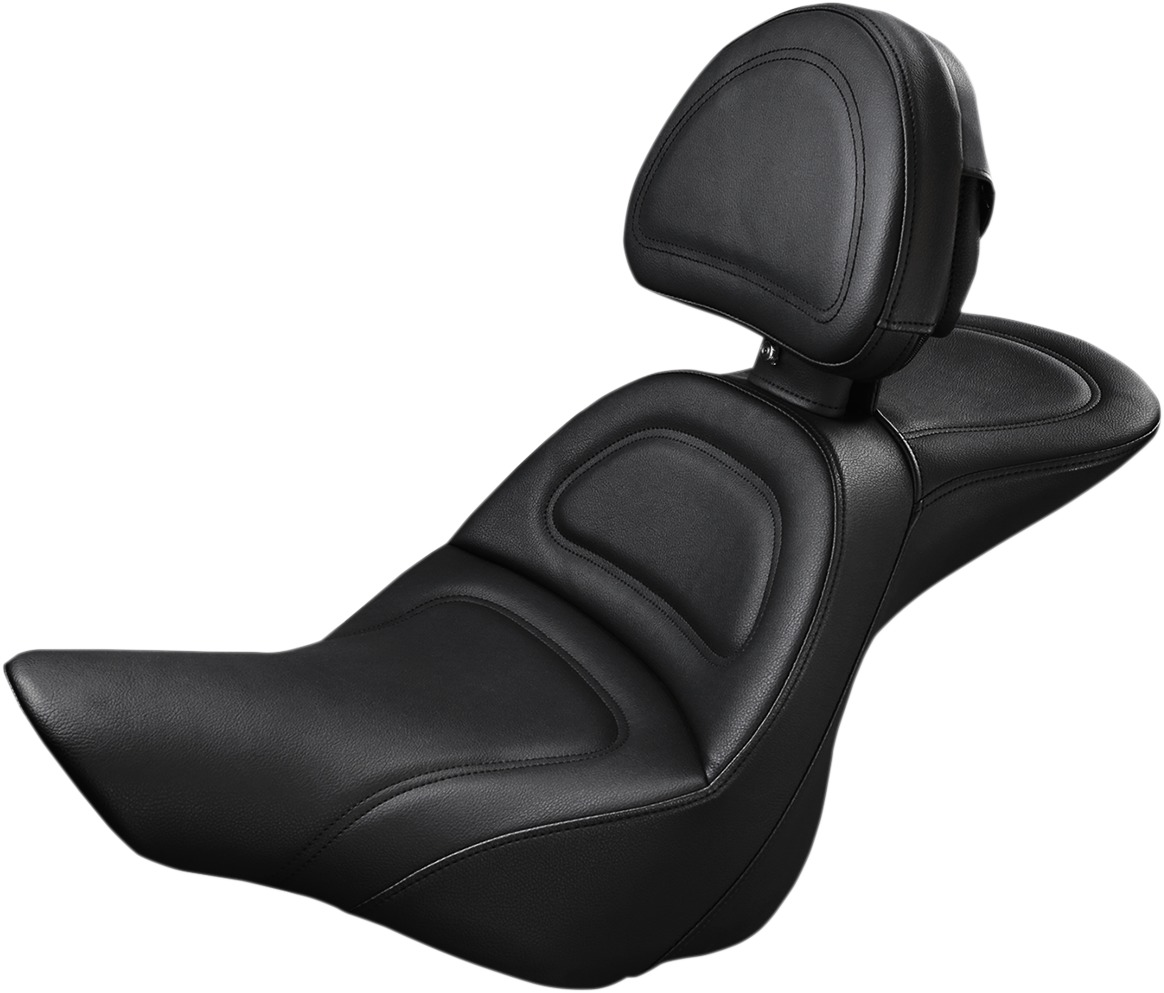 Explorer Stitched 2-Up Seat Black Gel w/Backrest - For 13-17 HD FXSB - Click Image to Close