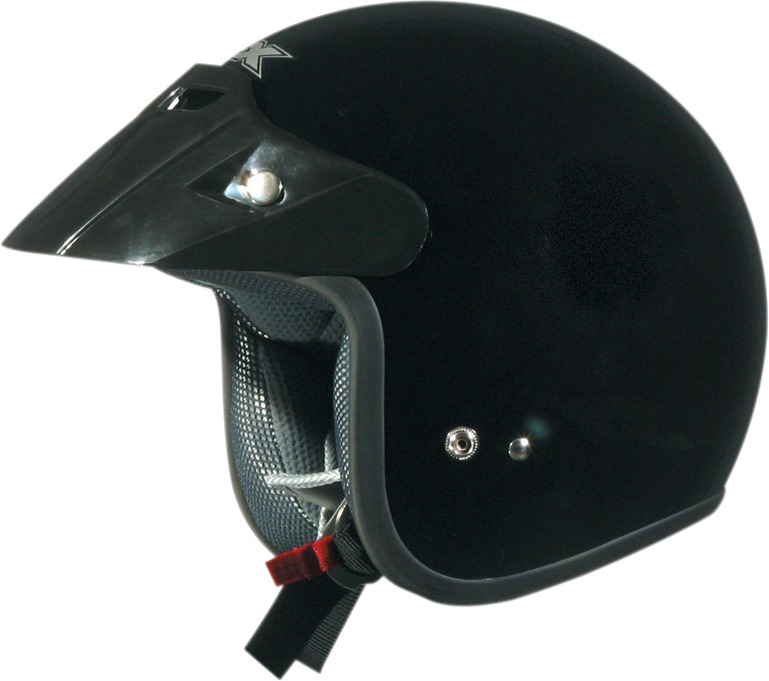 FX-75 Open Face Street Helmet Gloss Black Large - Click Image to Close