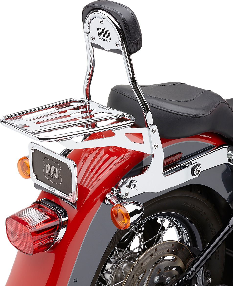 Cobra Detachable Round Backrest Chrome Fits Softail 2000-2006 - Click Image to Close