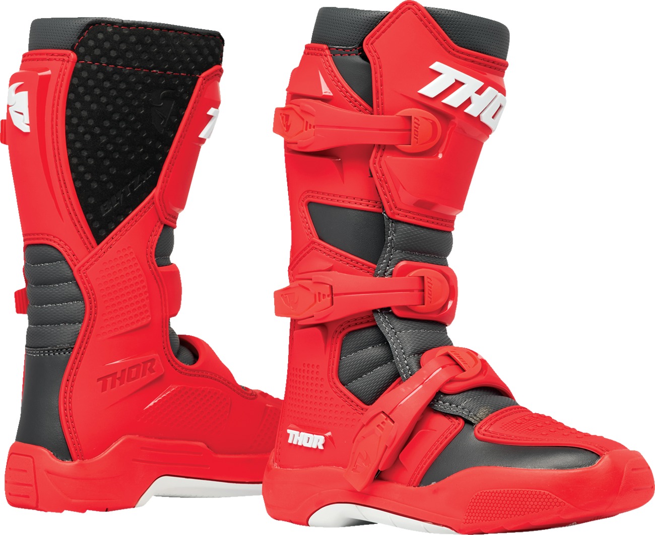 Thor Youth Blitz XR Boots Red/Black Size 3 - Youth motocross boots in Red/Black, Size 3 - Click Image to Close