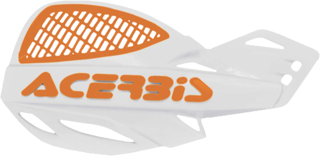 Uniko Vented Handguards - White/Orange - Mid-bar MX Style Mount - Click Image to Close