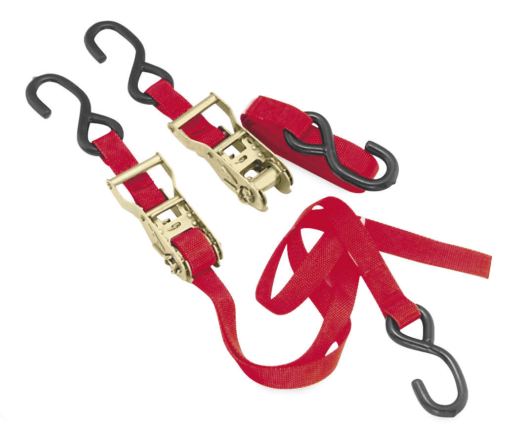 Ratchet Tie Downs - Pair - 1" x 66" Red - Click Image to Close