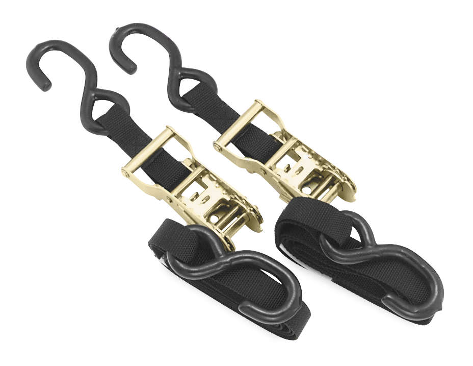 Ratchet Tie Downs - Pair - 1" x 66" - Black - Click Image to Close