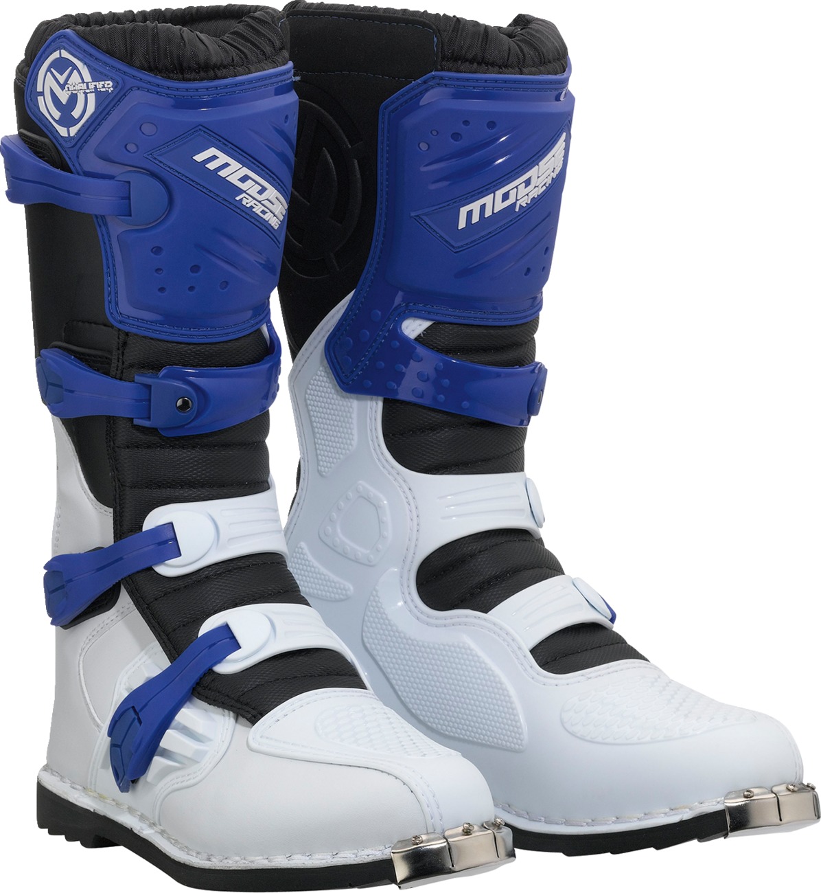 Blue & White Moose Qualifier Dirt Bike Boots - Size 9 - Click Image to Close