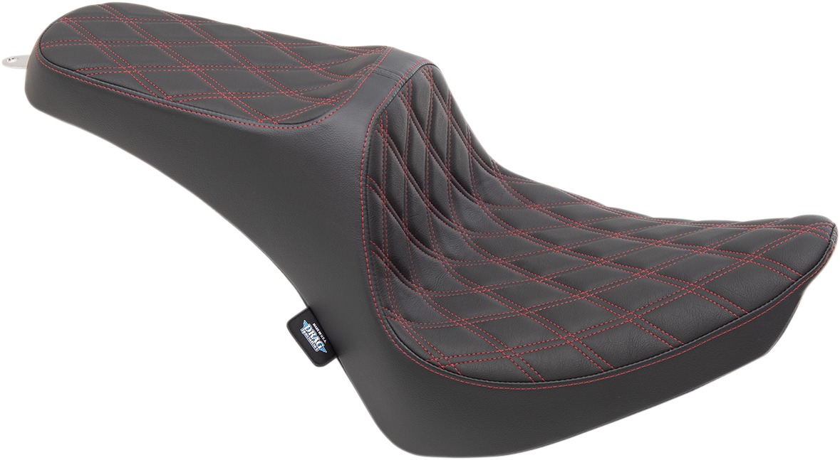 Predator 3 Vinyl Double Diamond 2-Up Seat Black/Red - For 00-17 Softail - Click Image to Close