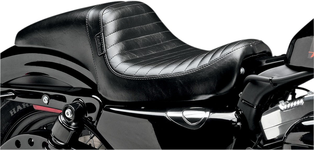 Daytona Pleated Vinyl 2-Up Seat Black Foam - For 04-20 Harley XL - Click Image to Close