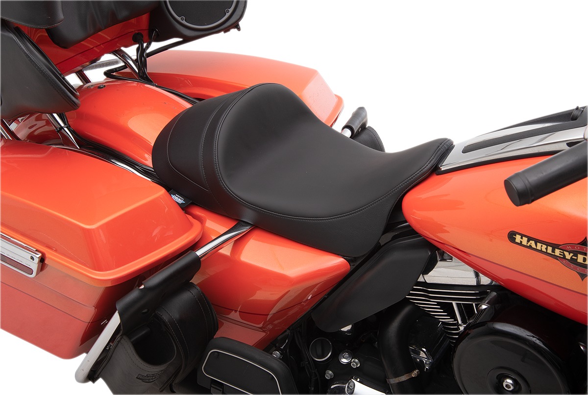 Smooth SR Leather EZ-On Solo Seat Low & Forward - For 08-20 Harley FLH FLT - Click Image to Close