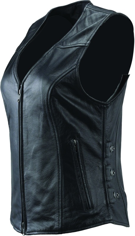 Plains Leather Vest Black Womens - Small - Click Image to Close