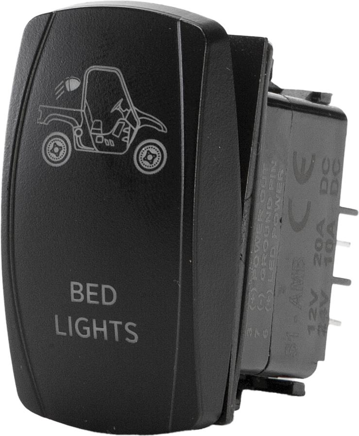 "Bed Lights" Illuminated Rocker Switch - Amber Lighted SPST Rocker - Click Image to Close