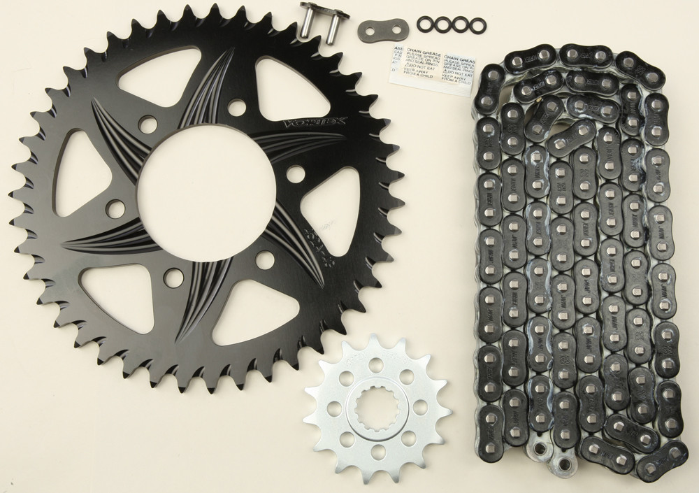 V3 Chain & Sprocket Kit Black RX Chain 520 15/43 Hardcoat Aluminum - For 07-19 Kawasaki ZX6R - Click Image to Close