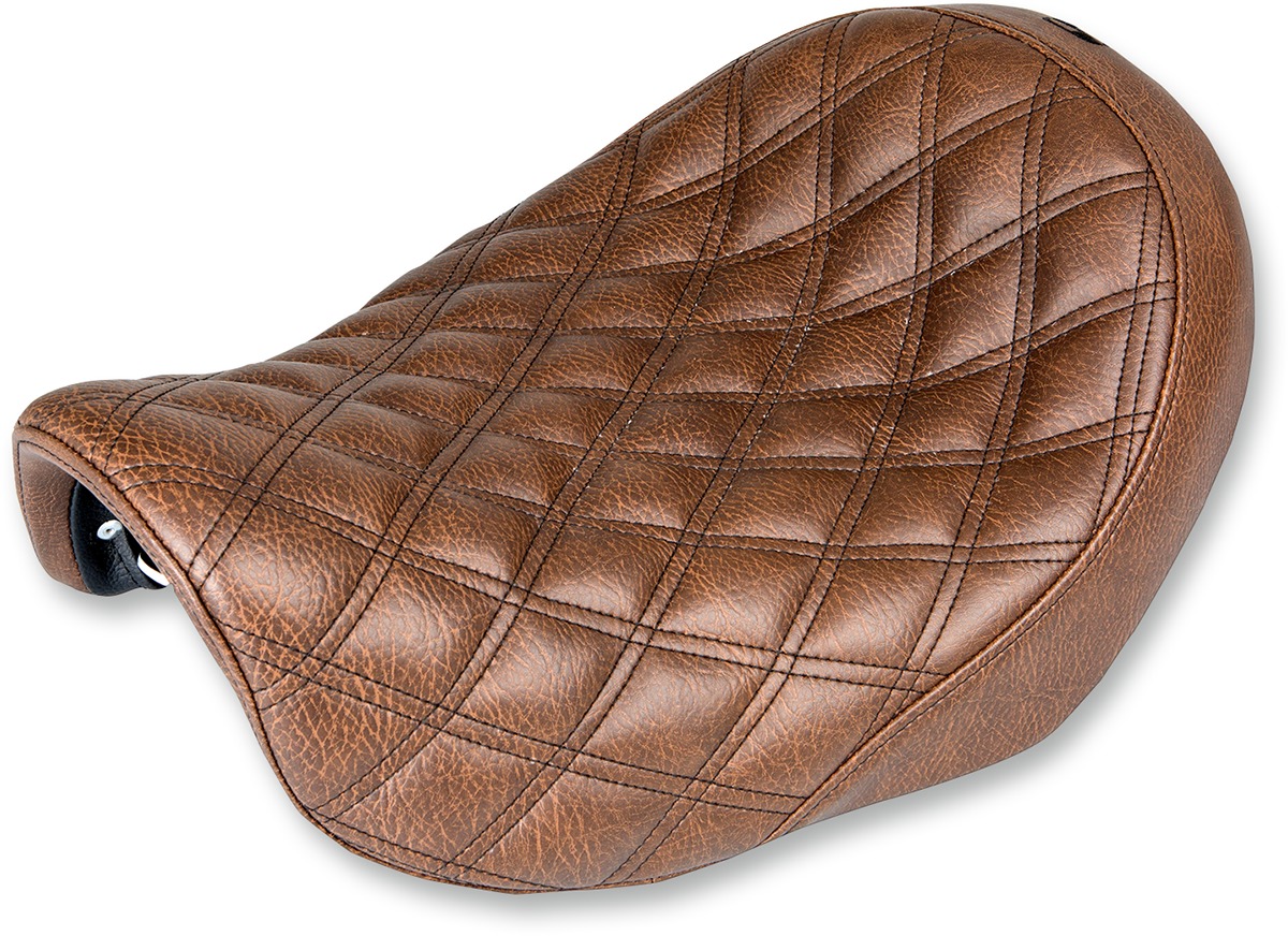 Renegade Lattice Stitched Solo Seat Brown Gel - For 04-05 Dyna - Click Image to Close