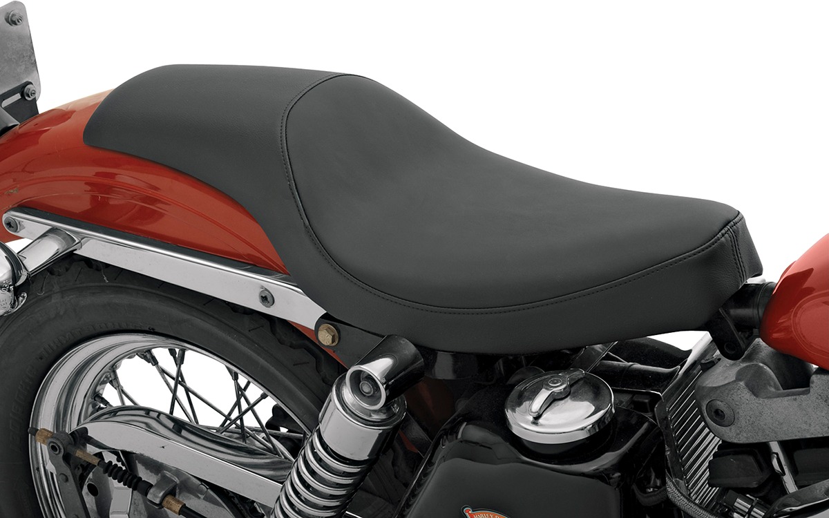 Predator Plain Leather 2-Up Seat - Black - For 58-78 HD Sportster - Click Image to Close