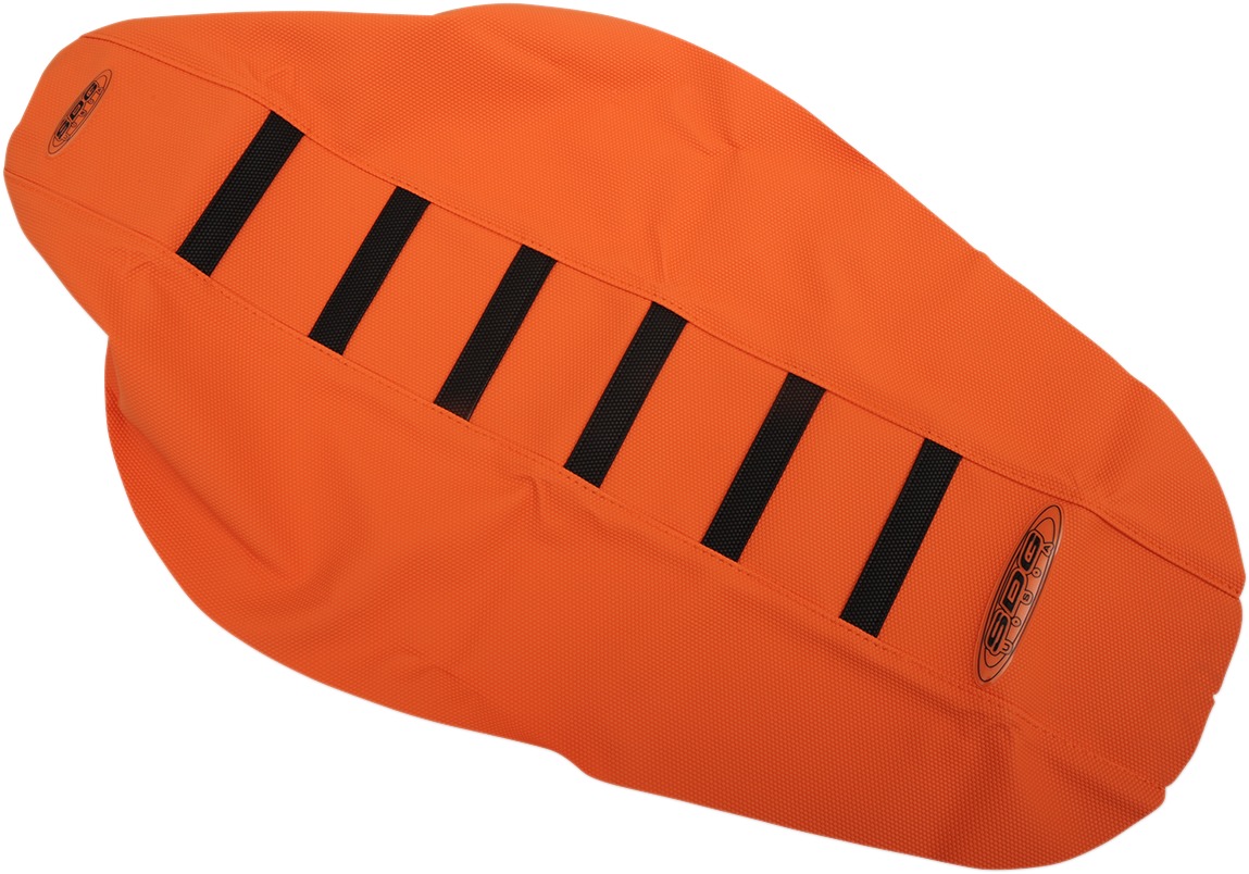 6-Rib Water Resistant Seat Cover Orange/Black - For 01-07 KTM SX XC EXC - Click Image to Close