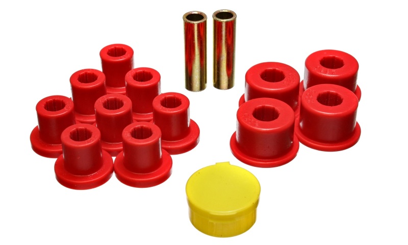 6/74-80 MG MGB Red Rear Leaf Spring Bushing Set - Click Image to Close