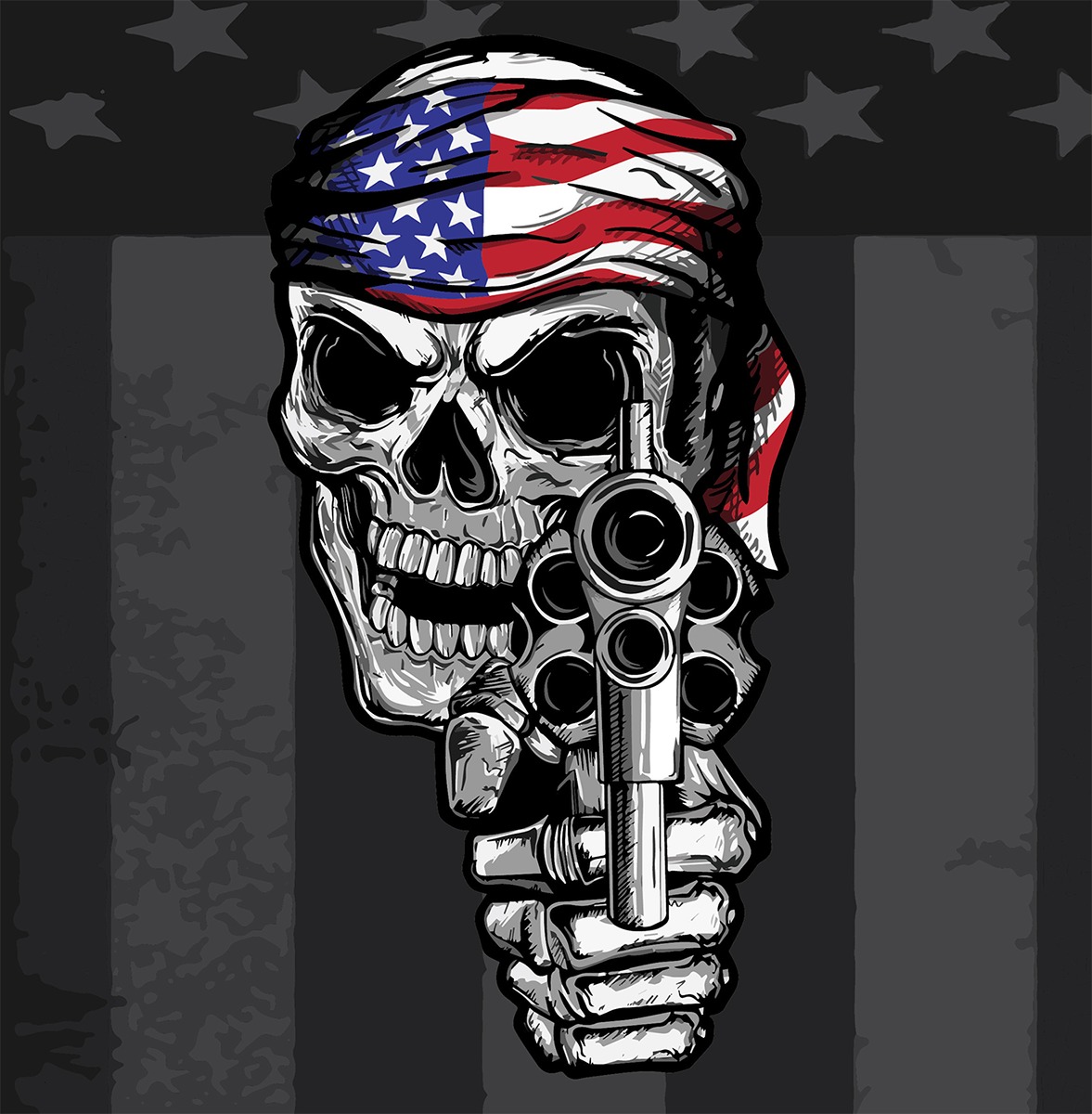 Flydanna Headwraps - Flydanna Usa Gun Skull - Click Image to Close