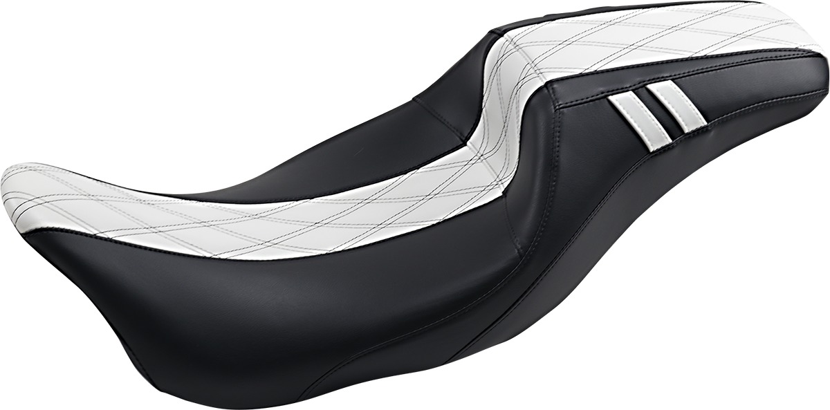 Outcast Extended-Reach Seat Black/White - FLH FLT - Click Image to Close