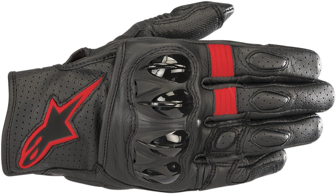 Celer V2 Leather Motorcycle Gloves Black/Red Small - Click Image to Close