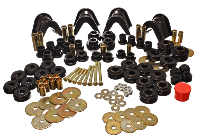 Black Hyper-Flex Master Bushing Set Fits 66-77 Ford Bronco 4WD w/ 4Â° C-Bushings - Click Image to Close