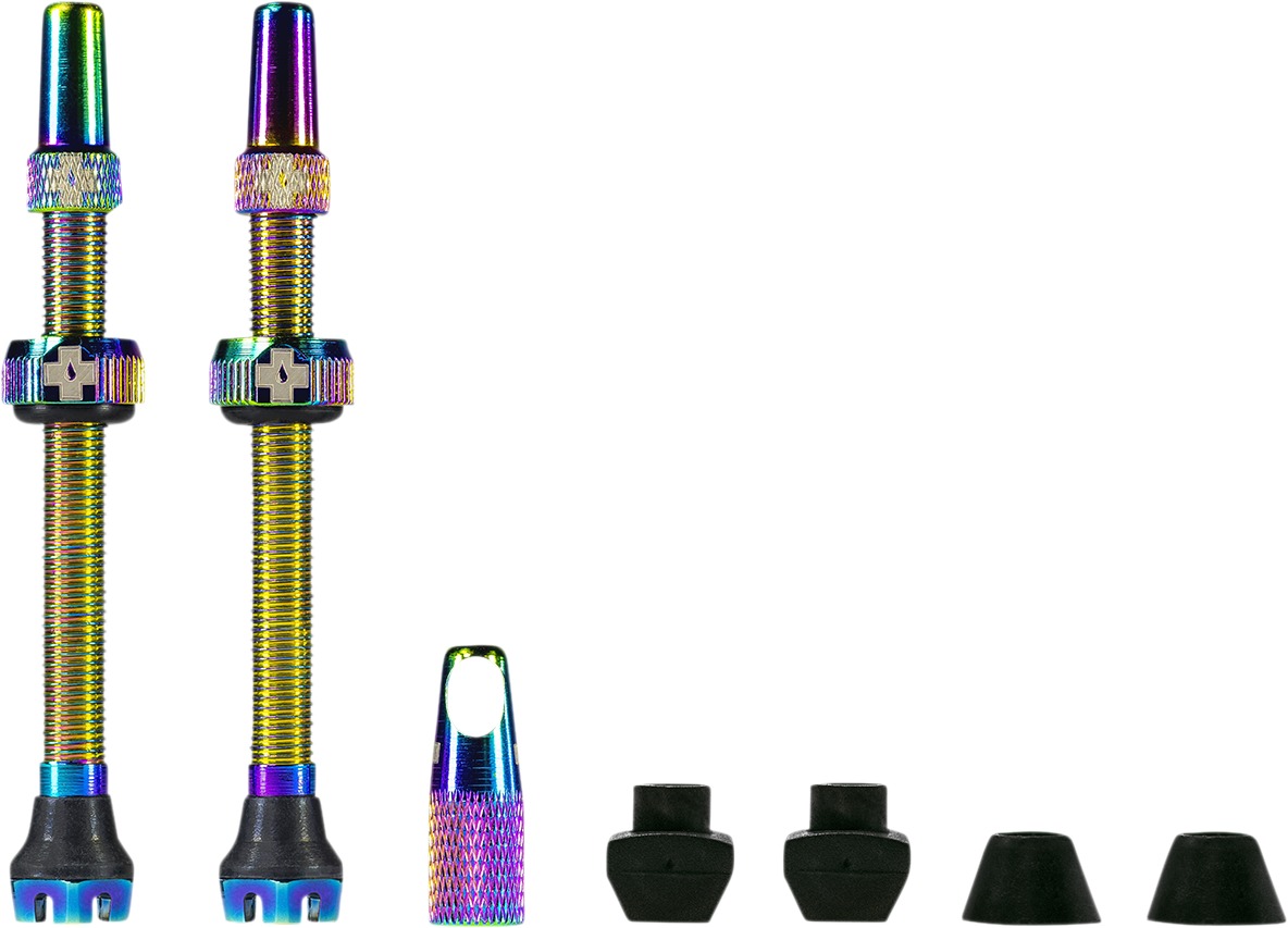 Iridescent 44mm Tubeless V2 Presta Valve Stems (Pair) - Click Image to Close