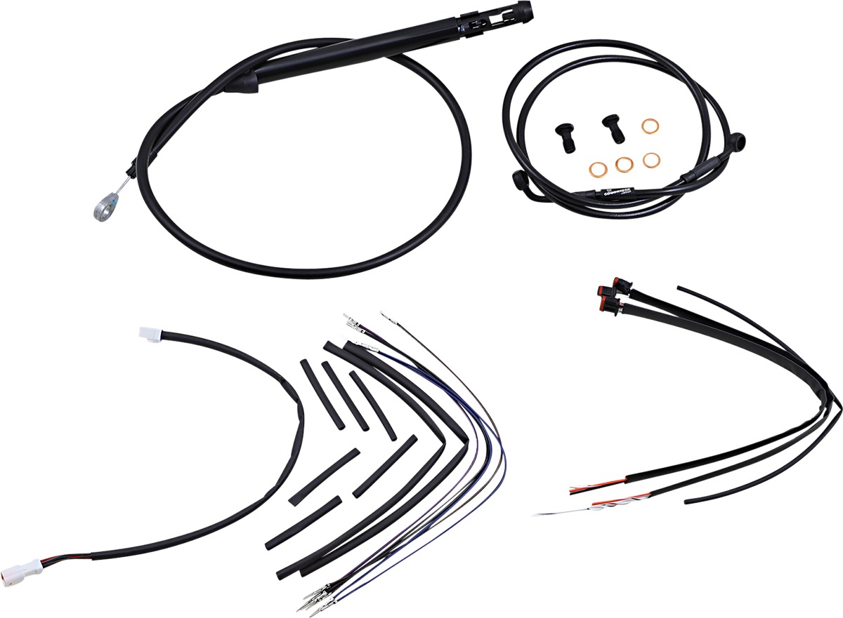 Extended Black Control Cable Kit for 14" Apehanger Bars - Fits 18-24 Harley Davidson Softail models - Click Image to Close