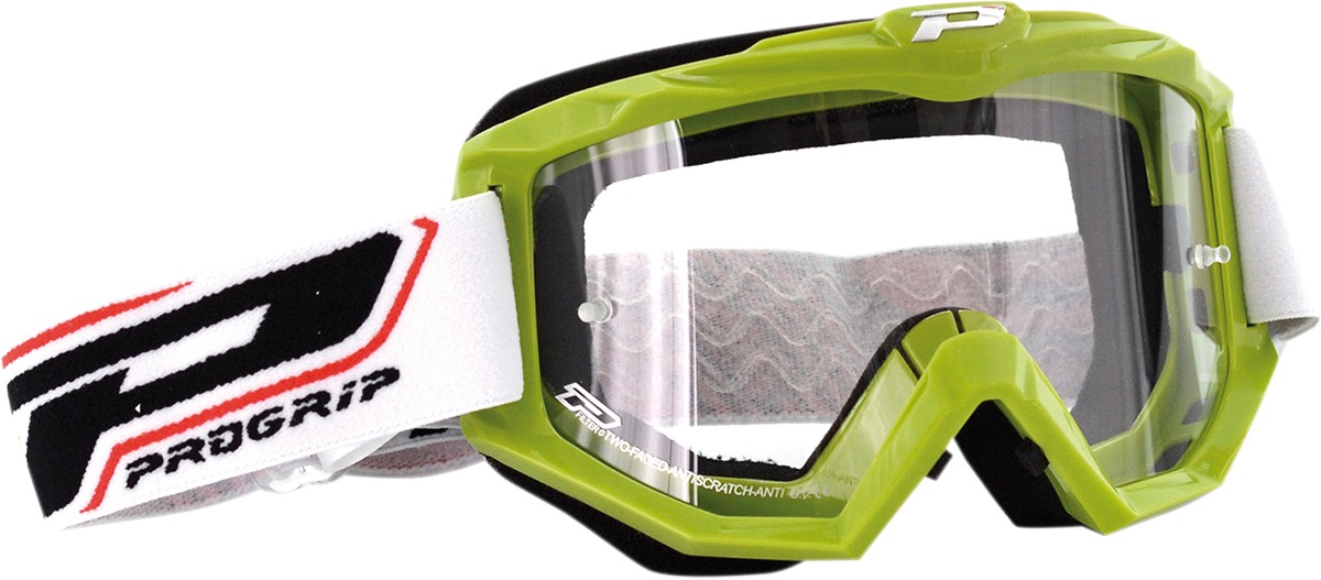 3201 Green / Black / White Raceline Goggles - Clear Lens - Click Image to Close