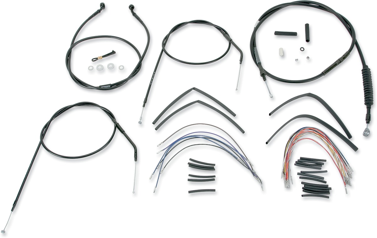 Extended Black Control Cable Kit 16" Tall Apehangers - Click Image to Close