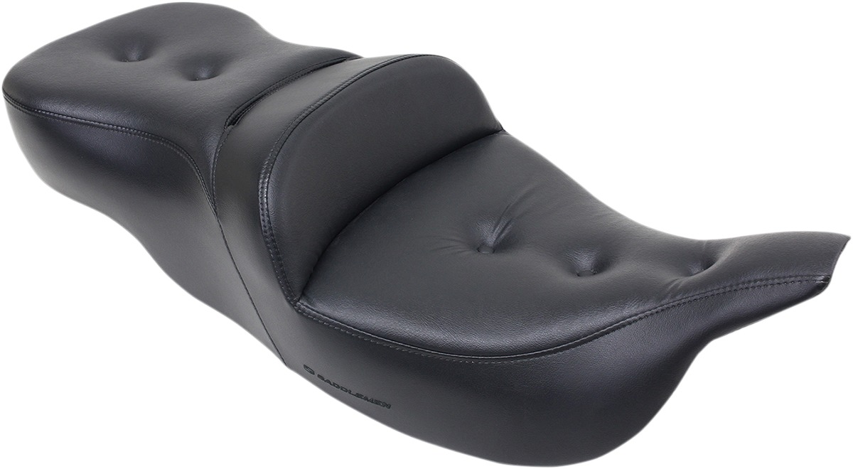 Heated Road Sofa Pillow Leather 2-Up Seat Black Gel - For FLHT FLTR - Click Image to Close