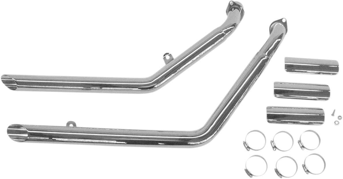 Chrome Drag Pipes Full Exhaust - For 87-96 Honda VT1100 Shadow - Click Image to Close