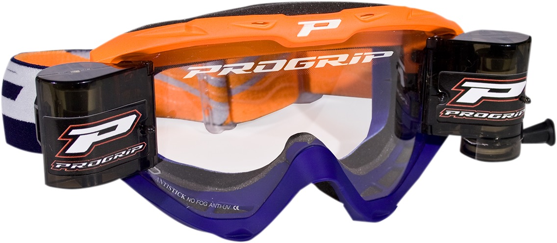 3450 Blue / Orange Riot Goggles - Light Sensitive Lens w/ Roll-Off System - Click Image to Close